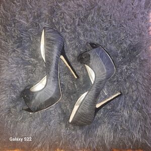 Bakers heels black with a little lace on the front